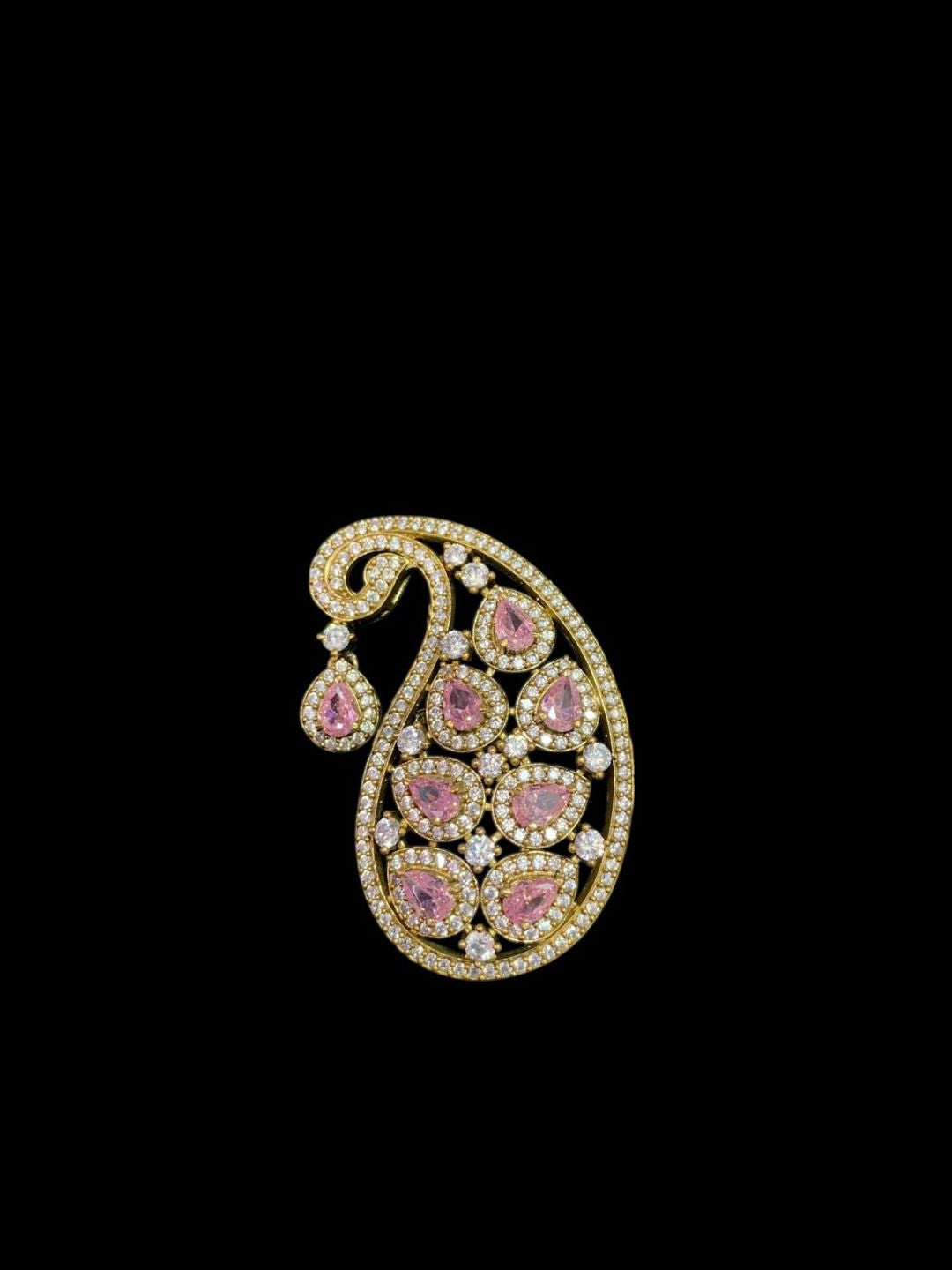Ishhaara Pink Mango Shaped Groom Brooch
