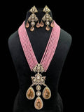 Ishhaara Pink Moissanite Polki Doublet Stone Layered Necklace