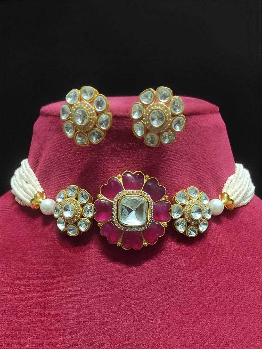 Ishhaara Pink Mrunal Thakur In Patiala Choker Necklace Set