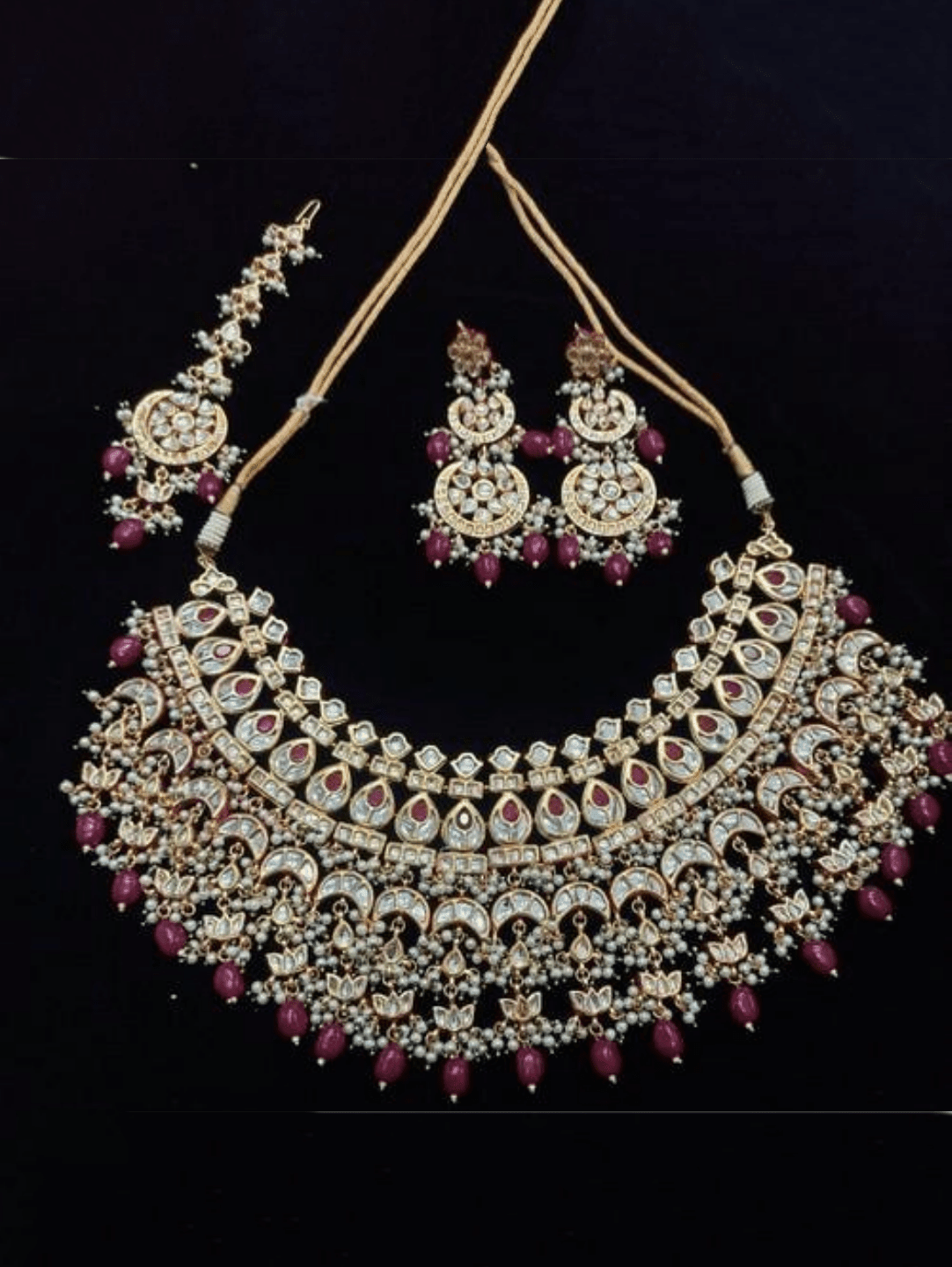Ishhaara Green Multi Chand Broad Meena Necklace Set