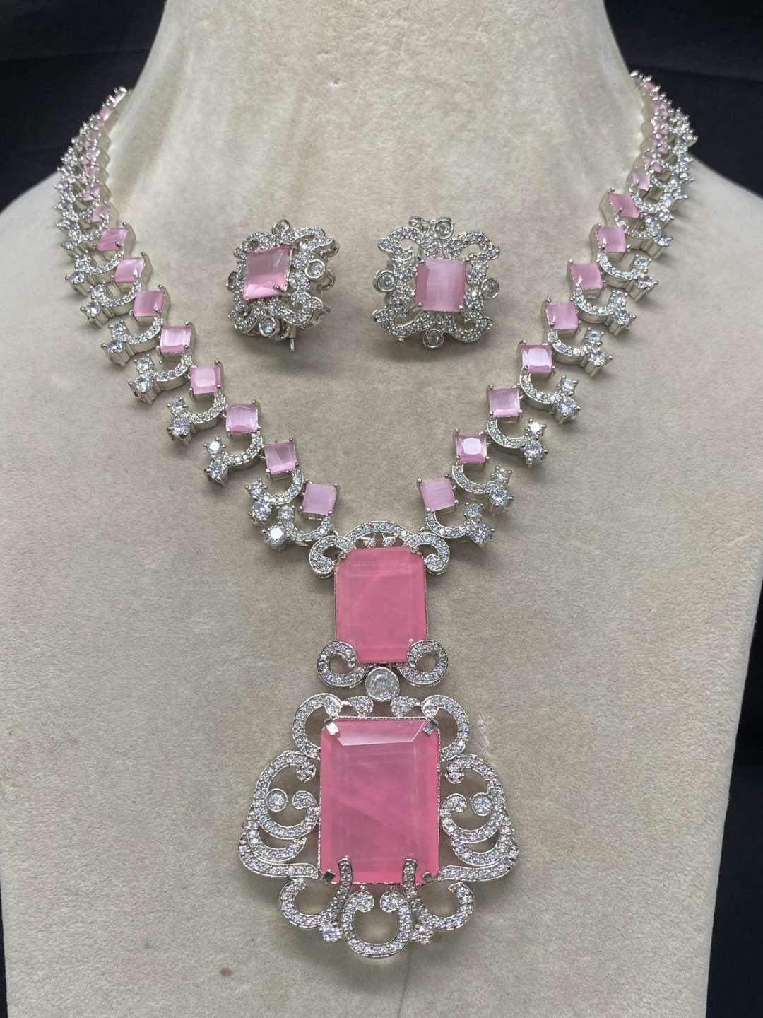 Ishhaara Pink Nita Ambani Inspired Doublet Emerald Long Necklace
