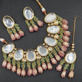 Ishhaara Oval Shaped Big Stone Ad Choker Necklace Set