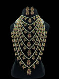 Ishhaara Pink Pachi Kundan Studded Layered Necklace