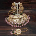 Ishhaara Pink Pastel Single Tone Choker Necklace Set