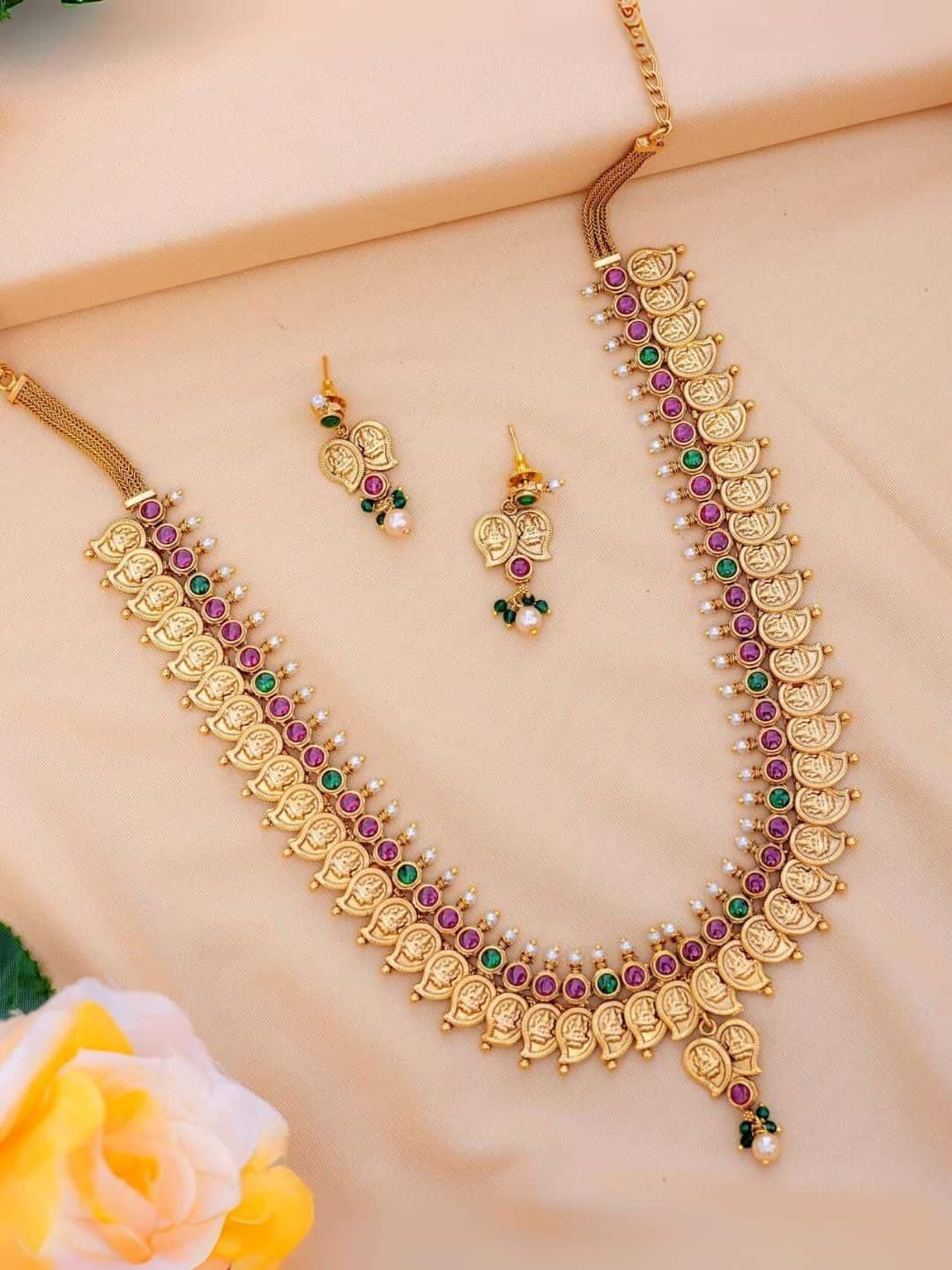 Ishhaara Pink Ruby Studded Kasu Mala