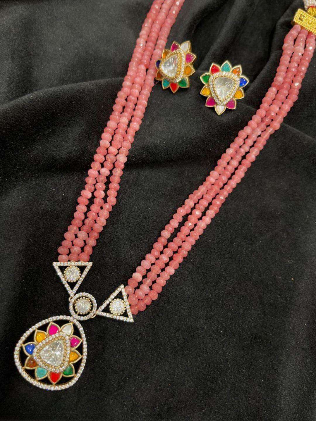 Ishhaara Semi Precious Onyx Multi Layered Long Neckalce