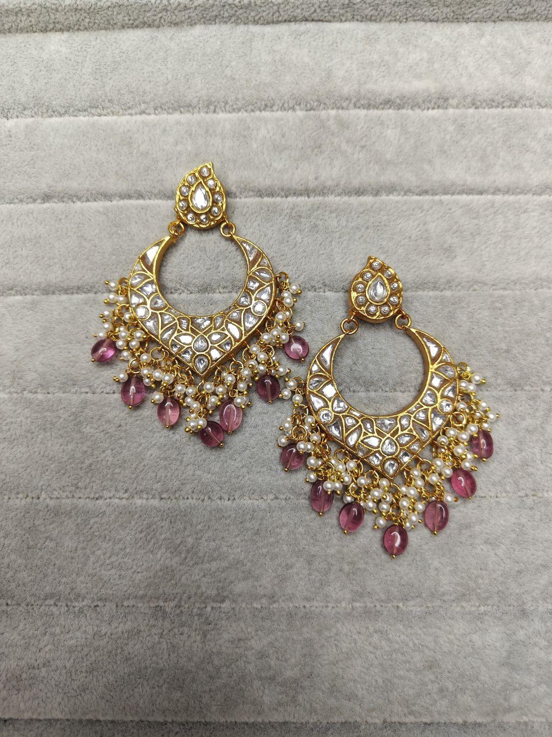 Ishhaara Green Traditional Patchi Kundan Studded Earrings