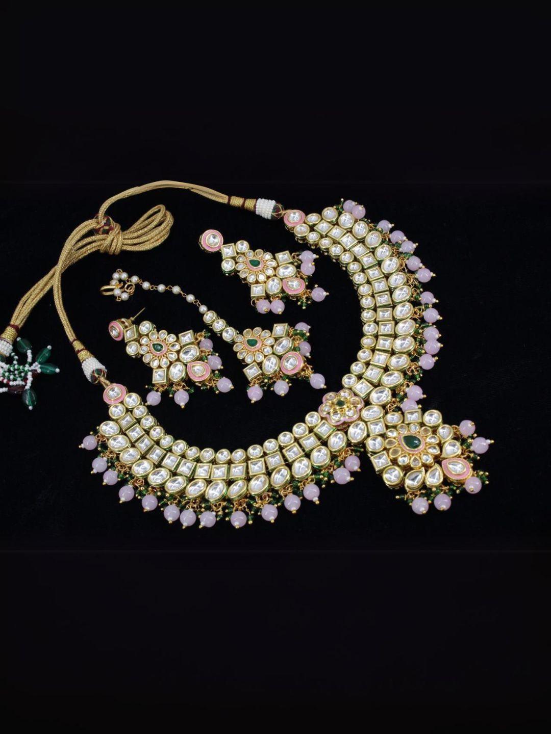Ishhaara Pink Uncut Kundan Studded Heavy Choker Necklace