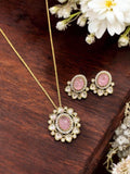 Ishhaara Pink Victorian Polki Pendant Necklace