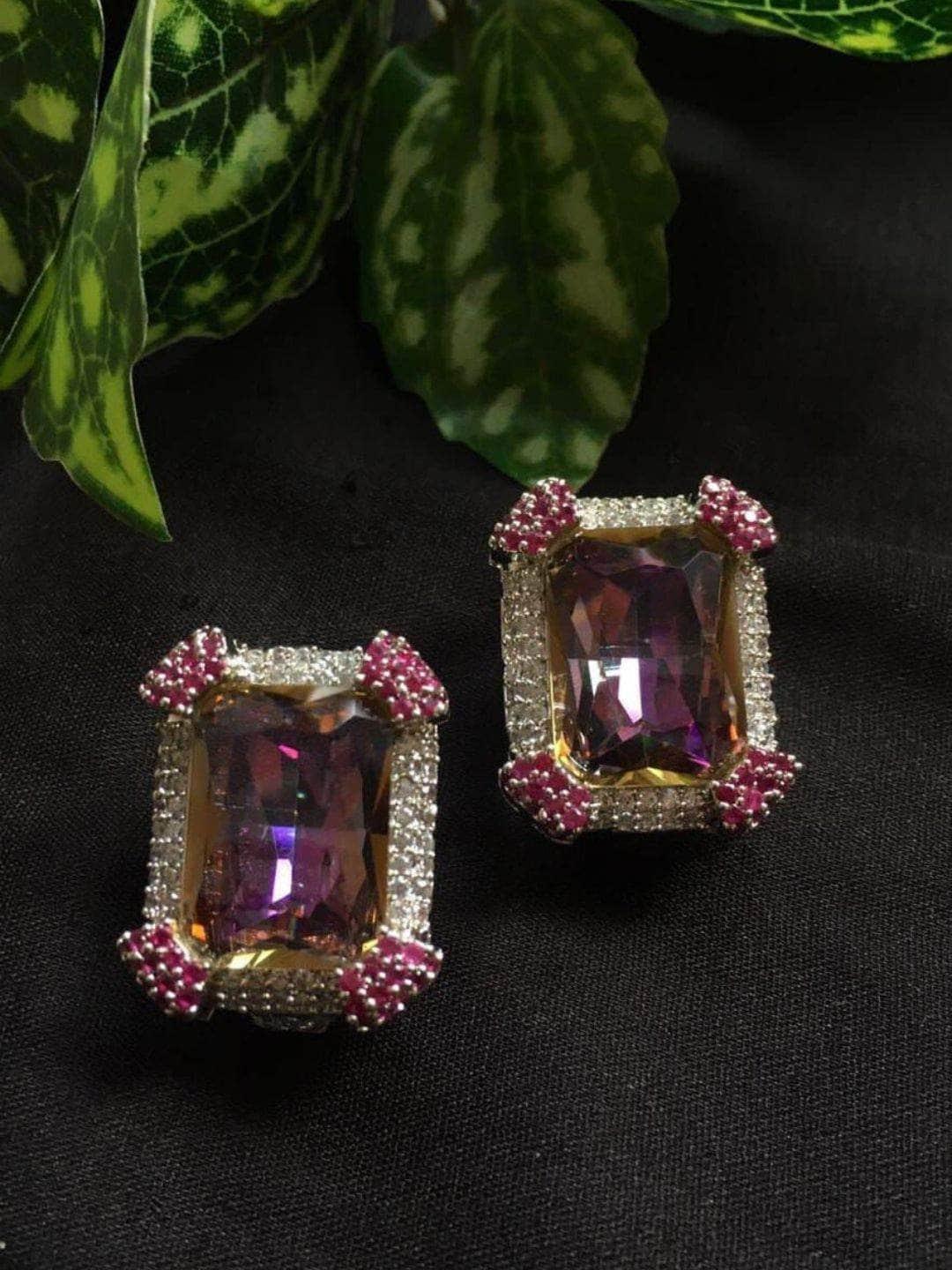 Ishhaara Vintage Amethyst Cocktail Earring