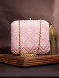 Ishhaara Pink Women's Chicken Kari Embroidered Box Clutch