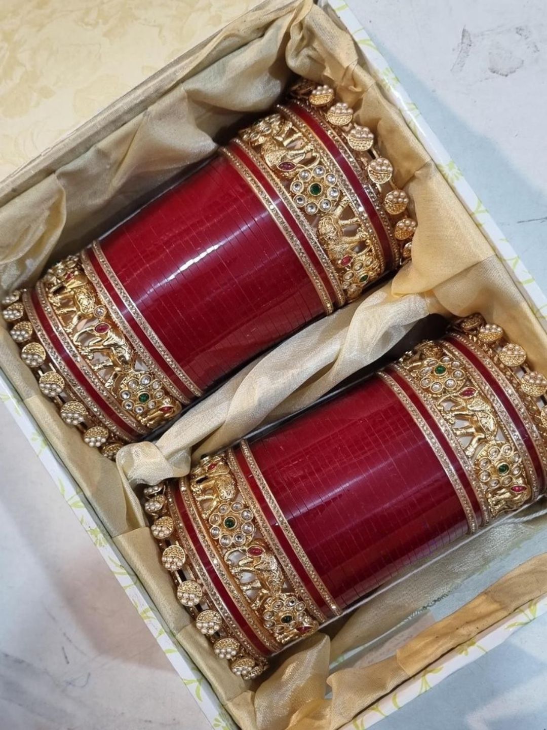 Polki And Kundan Studded Traditional Bridal Chooda - Main Image