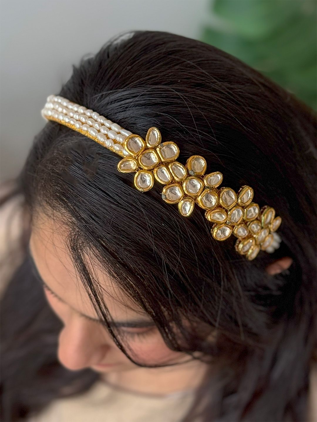 Ishhaara Polki Diamond Flower Headband