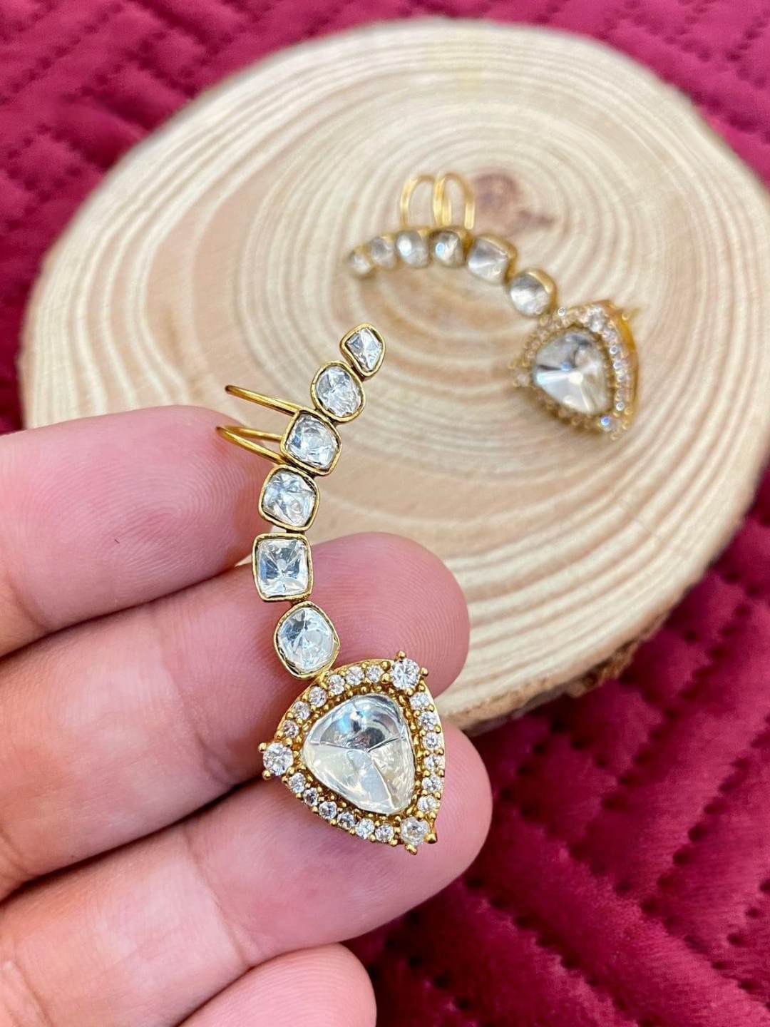 Ishhaara Polki Moissanite Ear Cuffs Earring