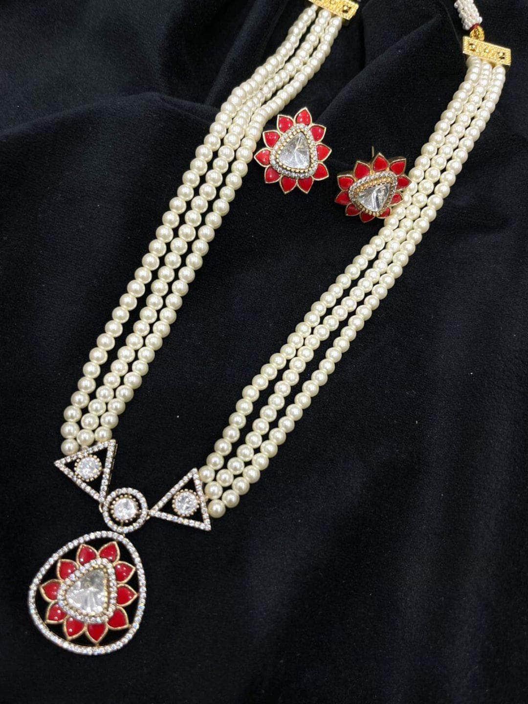 Ishhaara Polki Silver Pearl Necklace