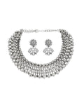 Ishhaara Pranwesha In Diamond Choker With Earrings - Silver