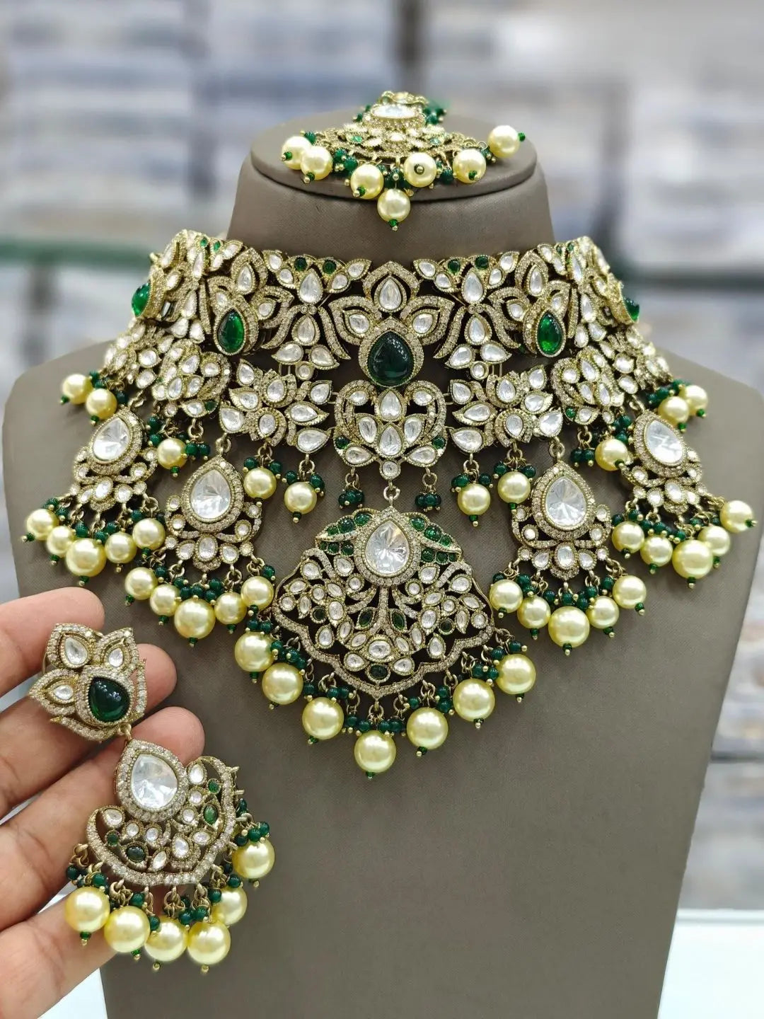Ishhaara Premium Moissanite Kundan Bridal Set