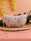 Ishhaara Purple Designer Fabric Clutch In Apple Frame