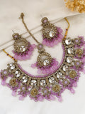 Ishhaara Purple Elegant Round Shaped Kundan Meenakari Choker Necklace