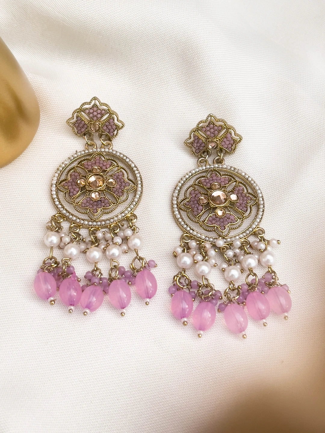 Ishhaara Yellow Gold Plated Traditional Handcrafted Earrings