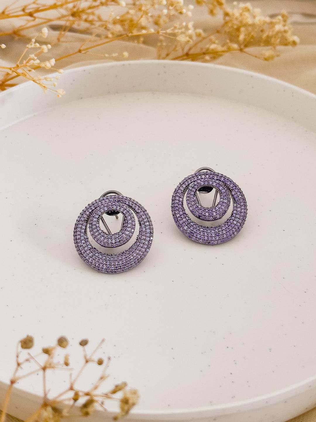 Ishhaara Purple Rhinestone Earring