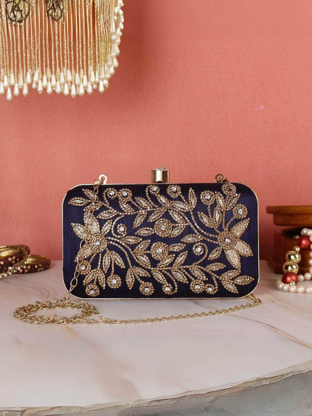 Ishhaara Purple Sequin Clutch Purse