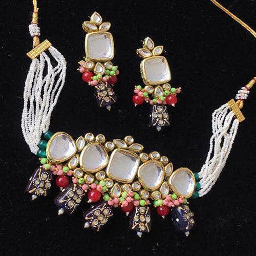 Ishhaara Sukhmani Gambhir In Square Kundan Moti Choker And Earring Set