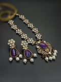 Ishhaara Purple Victoriam Diamond Studded Long Necklace