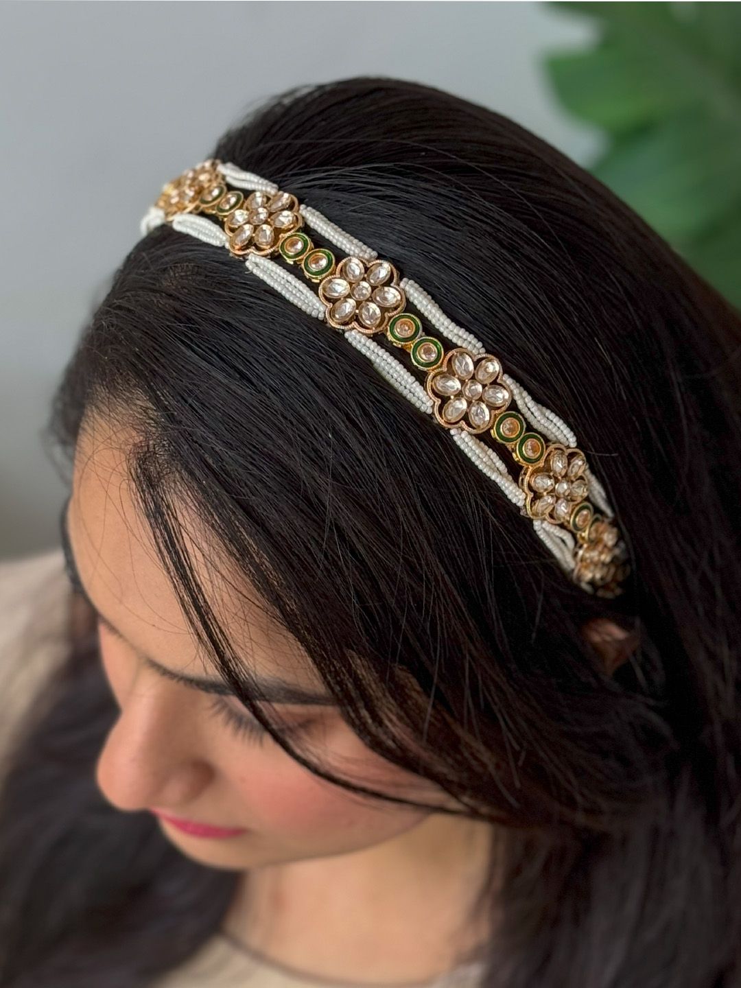 Ishhaara Rajwadi Kundan Pearl Studded Hairband