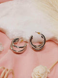 Ishhaara Rakul Singh Preet In Triple Hoop Earrings Silver