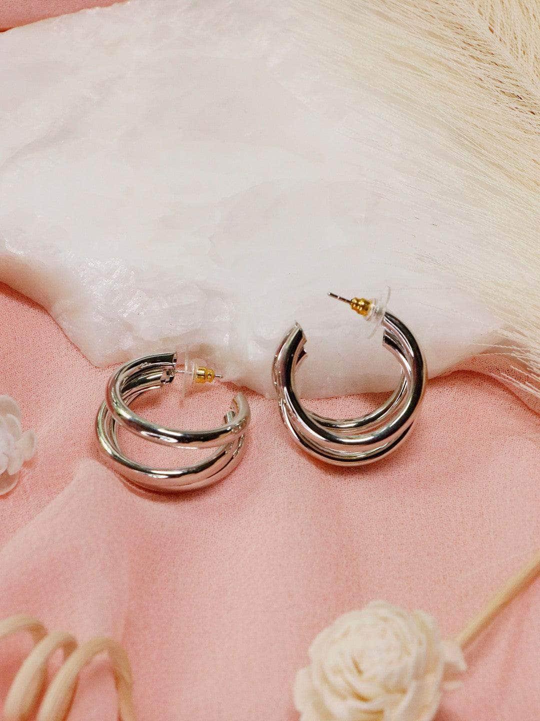 Ishhaara Rakul Singh Preet In Triple Hoop Earrings Silver