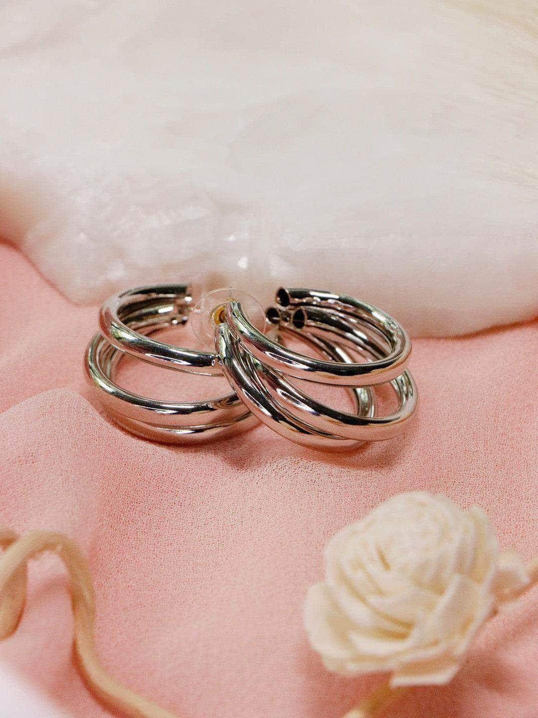 Ishhaara Rakul Singh Preet In Triple Hoop Earrings Silver