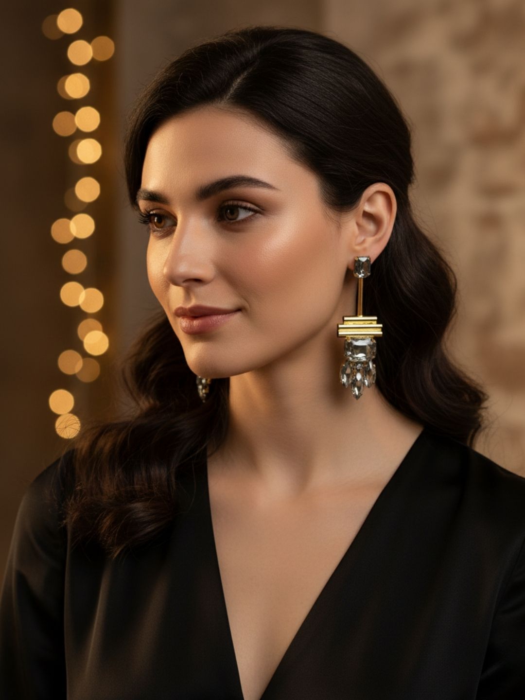 Ishhaara Rale Grey Stone Earrings