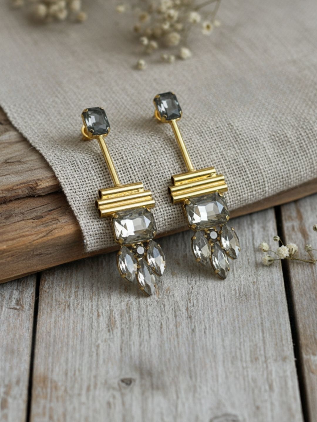 Ishhaara Rale Grey Stone Earrings