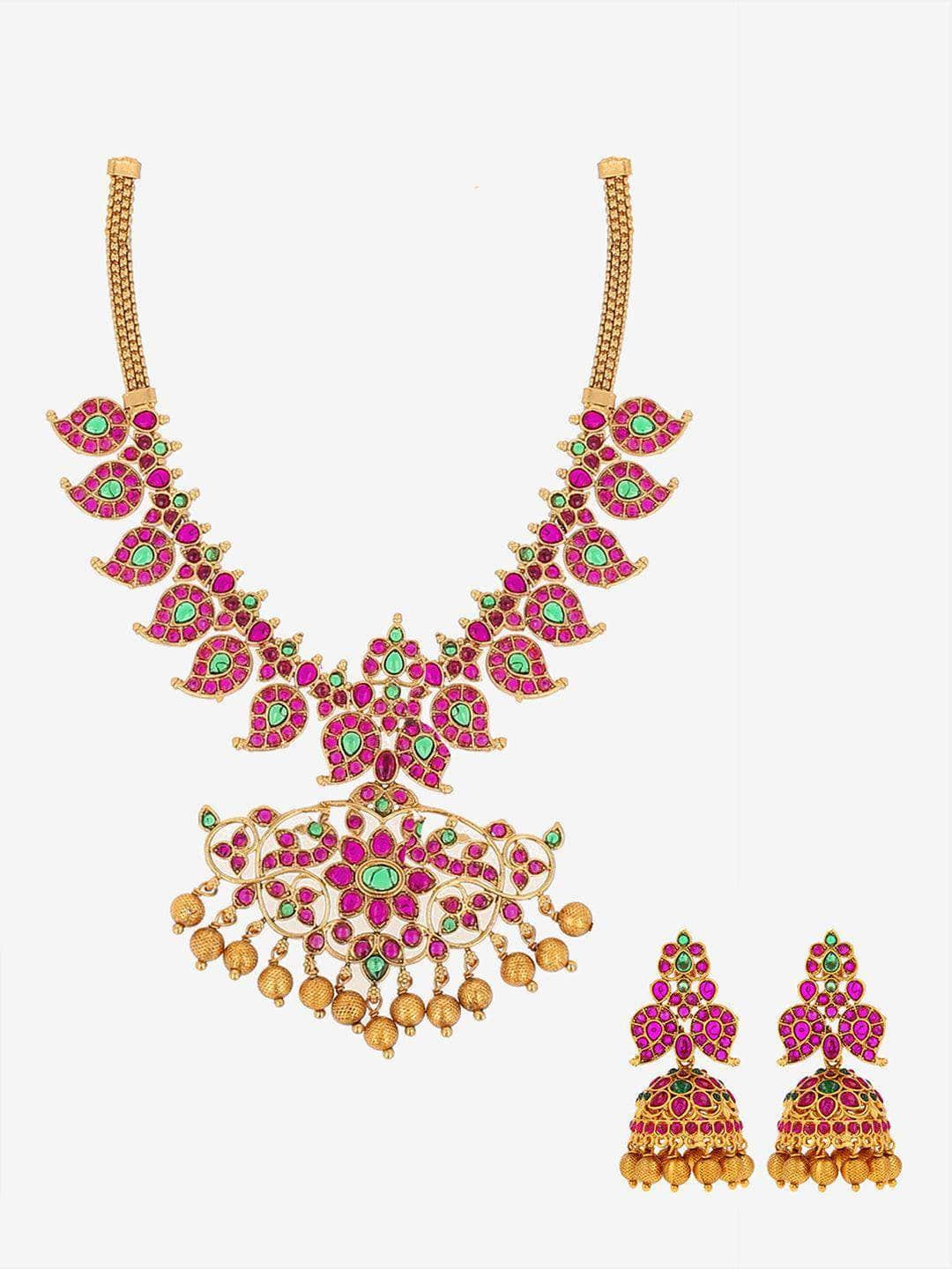 Ishhaara Real Kemp Studded Mango Necklace Set