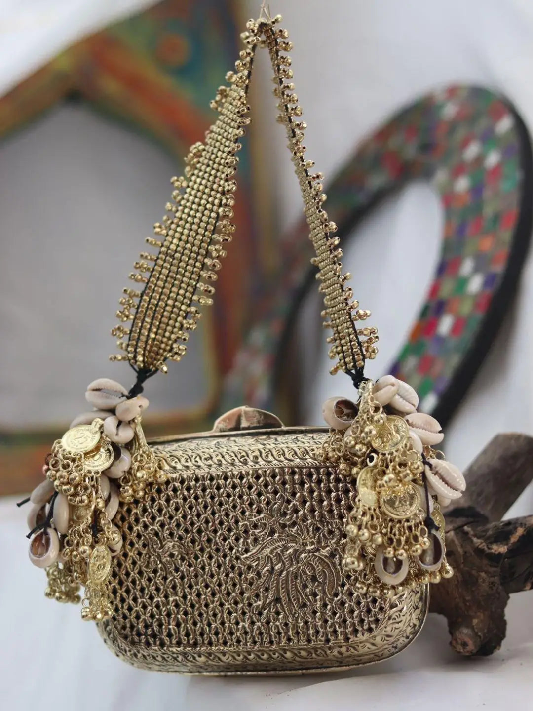 Buy Rectangle Shaped Banjara Metal Clutch Online Ishhaara