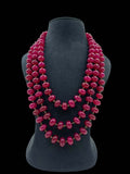 Ishhaara Red Beaded Semi Precious Triple Layered Necklace