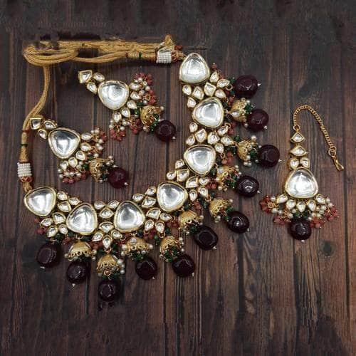 Ishhaara Big Kundan Antique Jumki Set