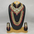 Ishhaara Big Kundan Long And Short Necklace Earring And Teeka Set
