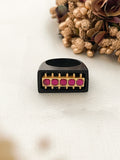 Ishhaara Red Black Enamel Ring