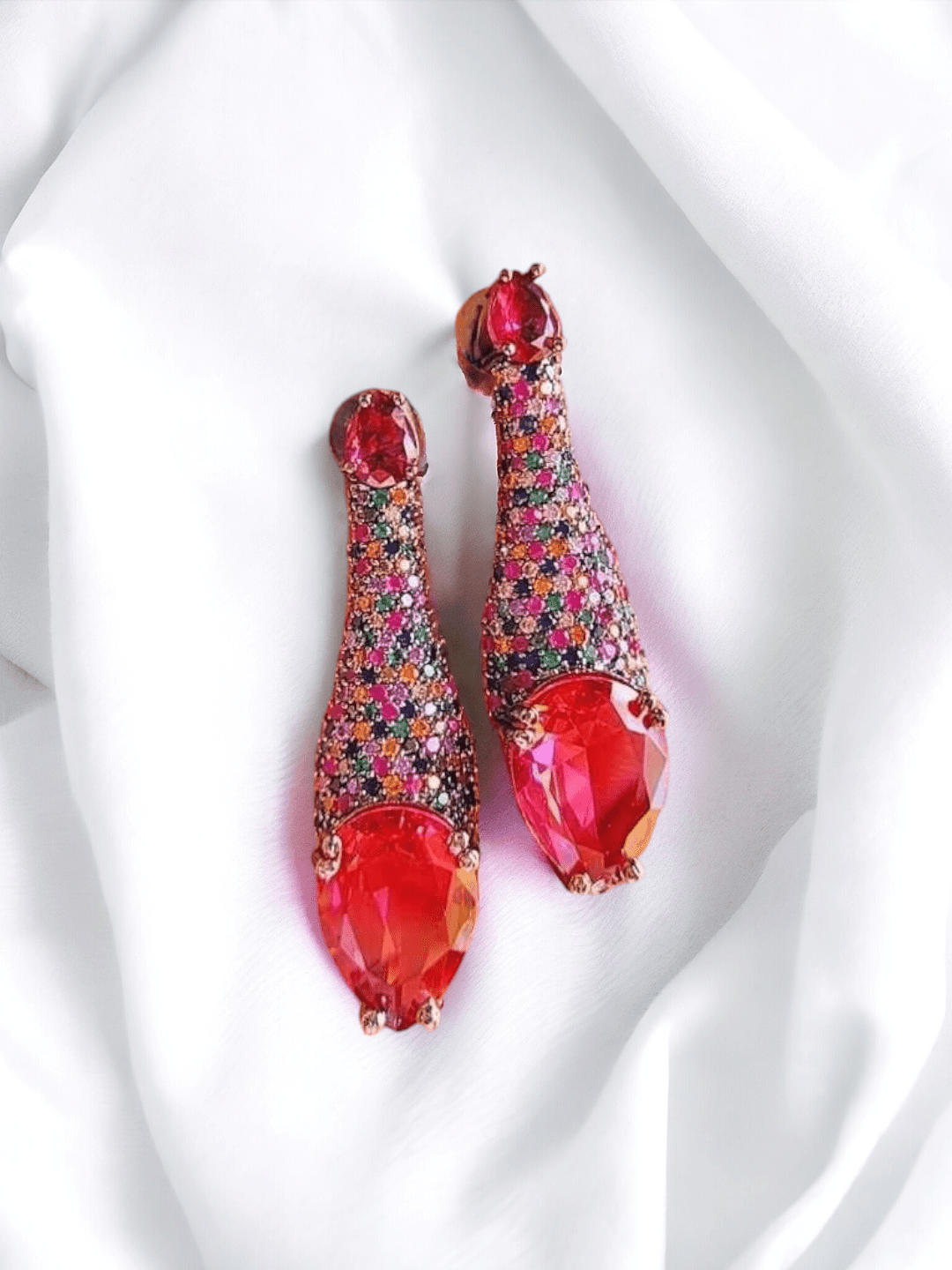 Ishhaara Brass Cubic Zirconia Water Drop Earrings