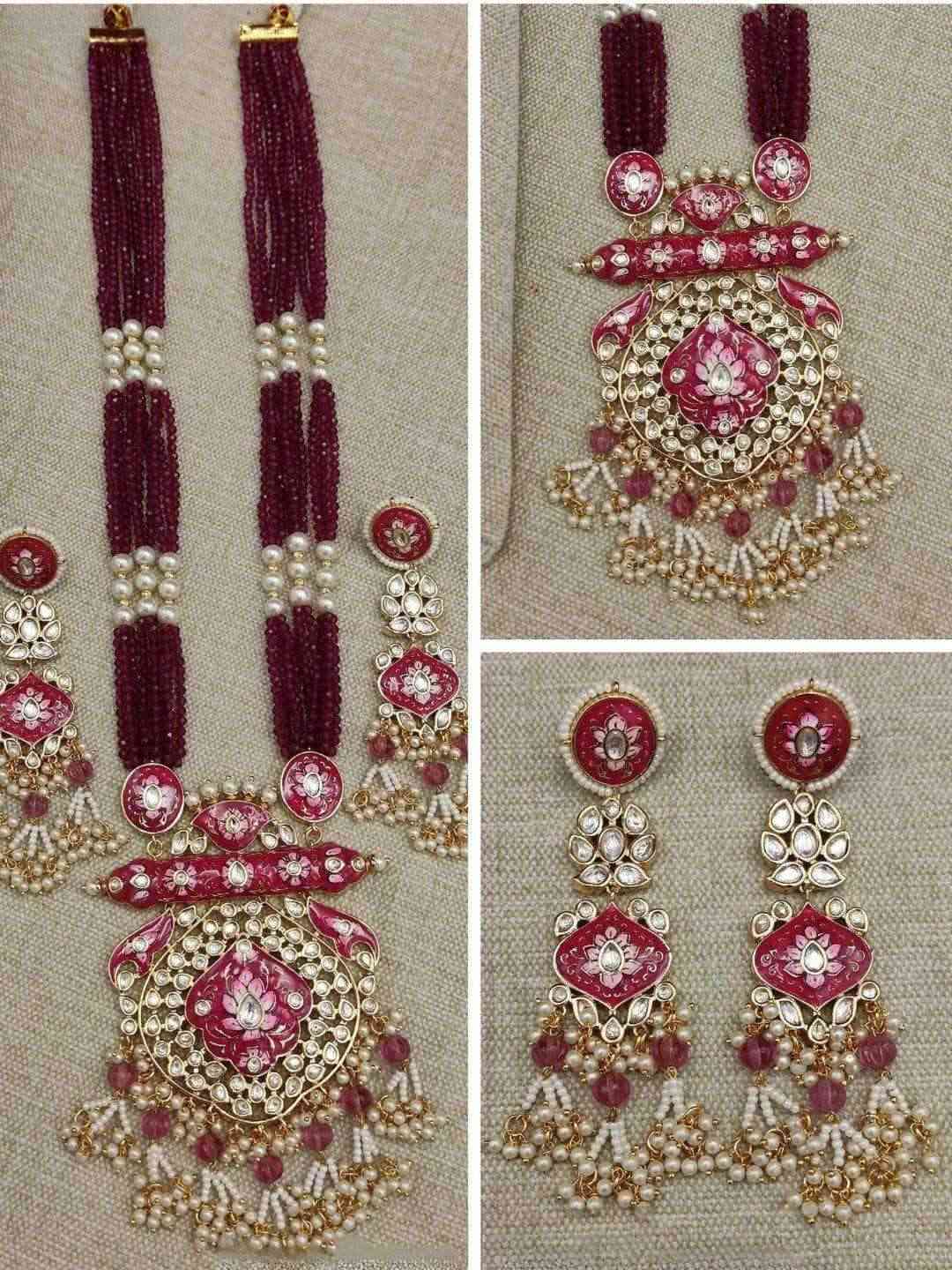 Ishhaara Brass Kundan Long Necklace Set