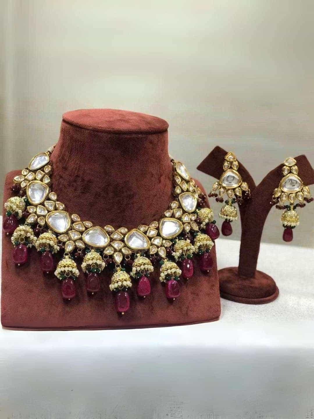 Ishhaara Red Bridal Jumki Necklace