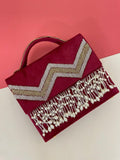 Ishhaara Red Briefcase Style Embroidered Clutch