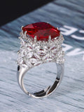 Ishhaara Red Cushion Cut Halo Ring