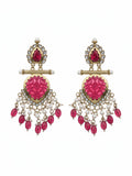 Ishhaara Red Cutwork Chandbali Earrings