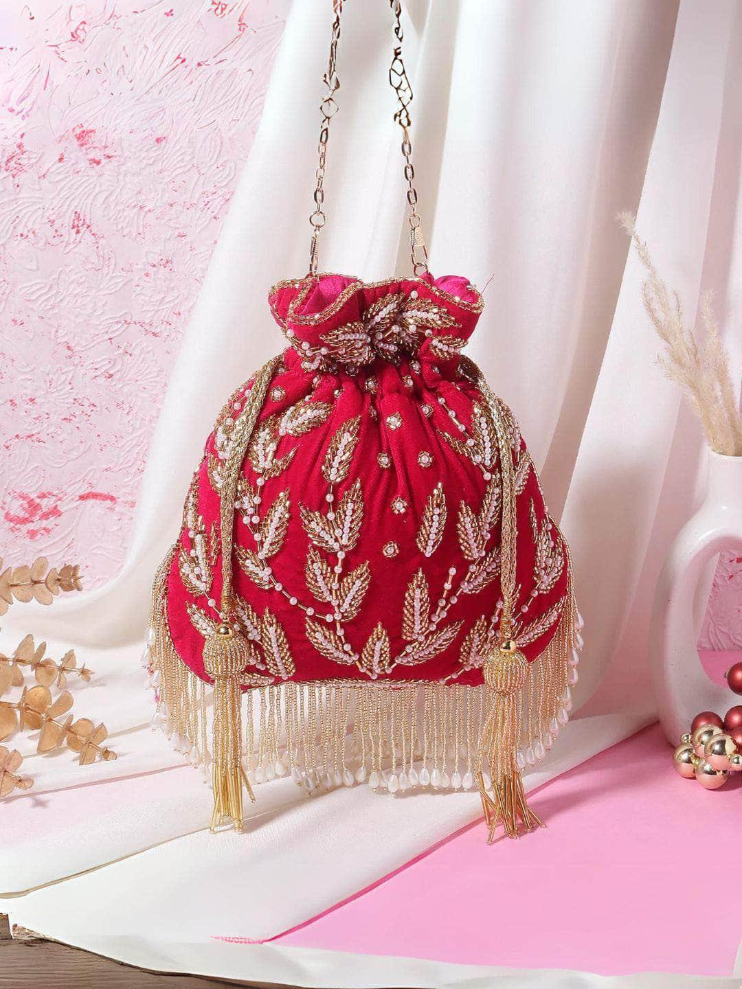 Ishhaara Red Designer Tassel Potli Bags