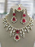 Ishhaara Red Doublet Moissanite Polki Kundan Necklace