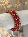 Ishhaara Red Elegant Gold Bangle With Sparkling White Stones