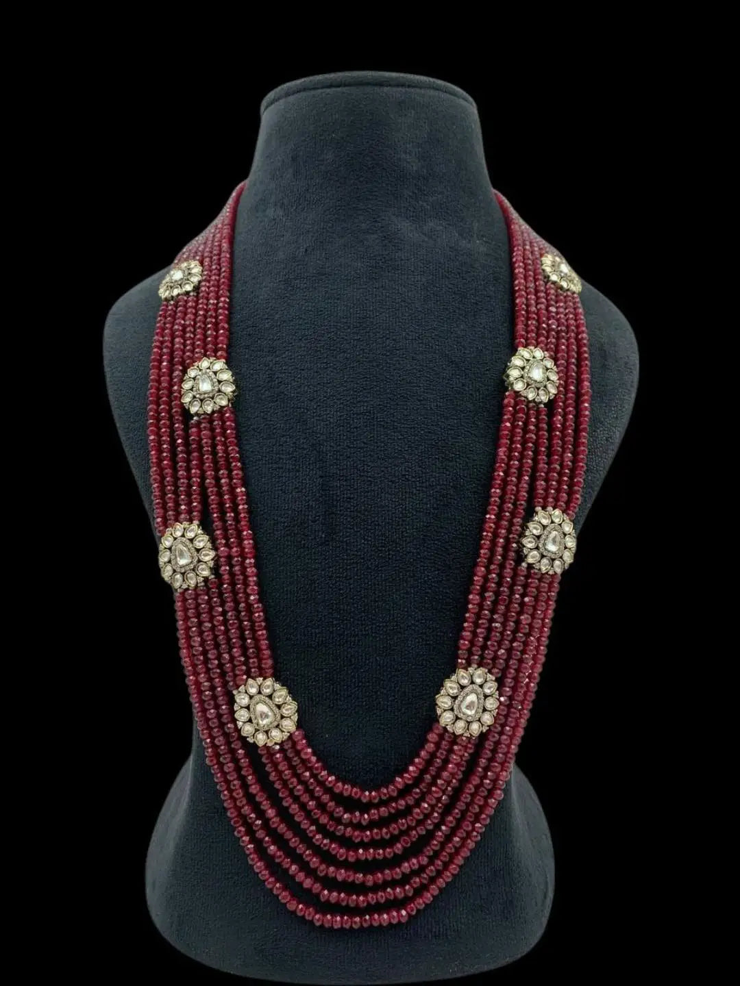 Ishhaara Red Floral Kundan Studded Layered Mala